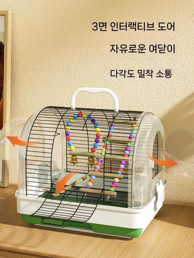 앵무새 케이지 이동장 투명 가방 새장 외출용 조류 놀이터 케이지 - 상세 이미지 5