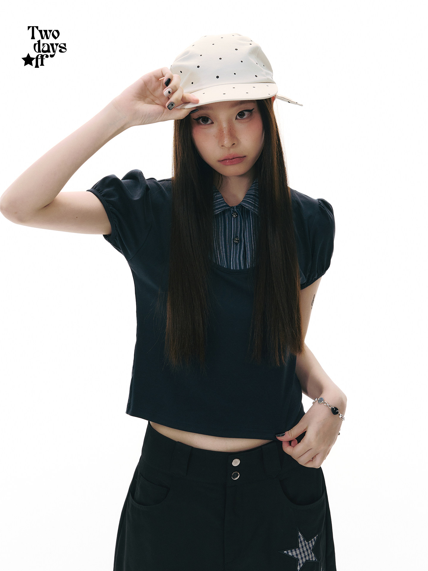 Twodaysoff 카라티셔츠 여성 반팔 여름 티셔츠 탑 - 상세 이미지 2