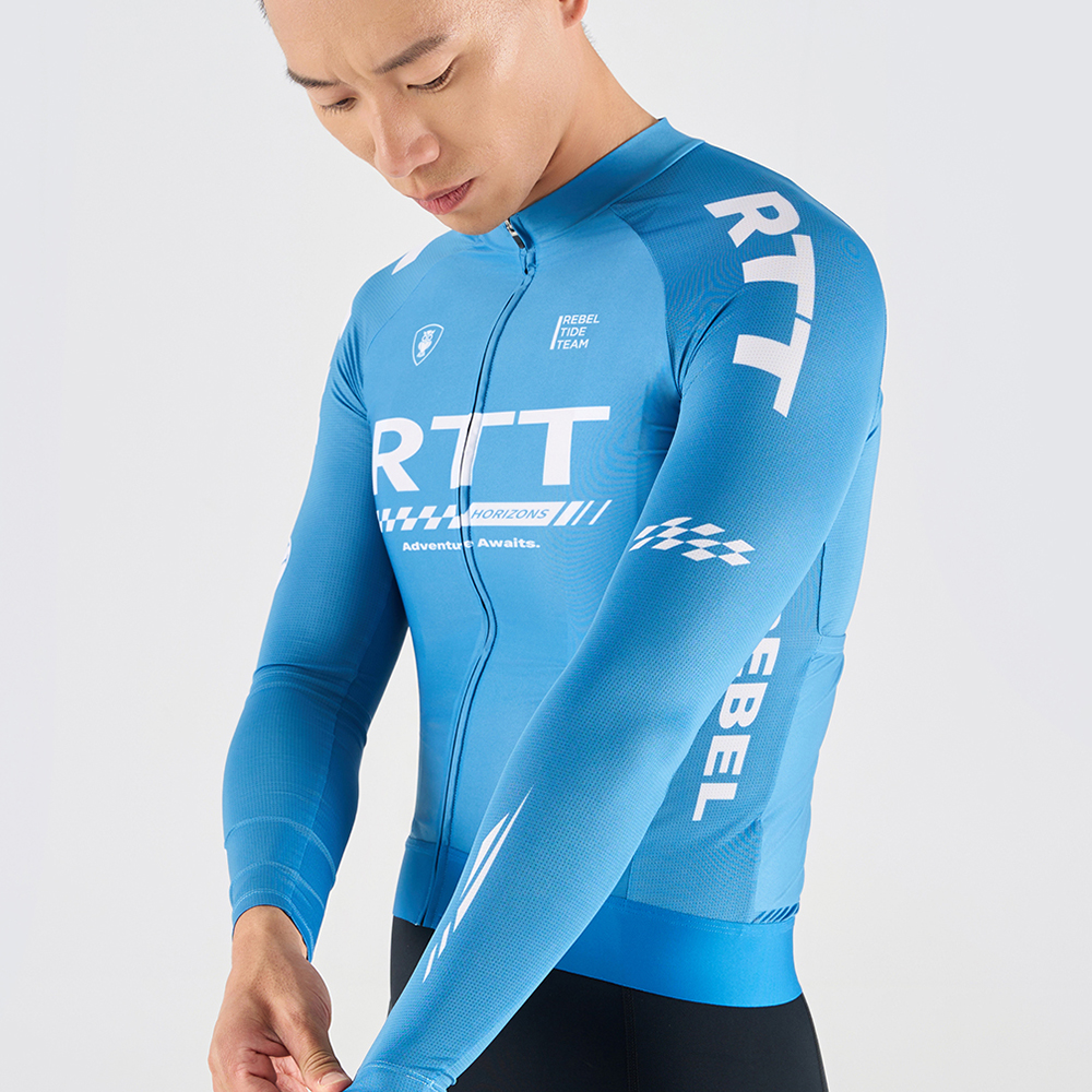 RTT 알티티 자전거 긴팔 져지 라이딩 사이클 저지 자전거복 LS30(남녀공용 블루) - 상세 이미지 5