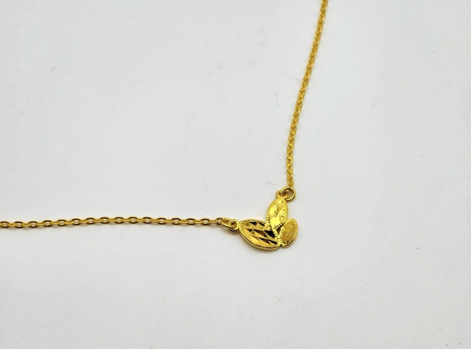 24K 순금 7.5g(2) 잎사귀 컷팅 목걸이(18K 연결고리 장식) 이미지 6
