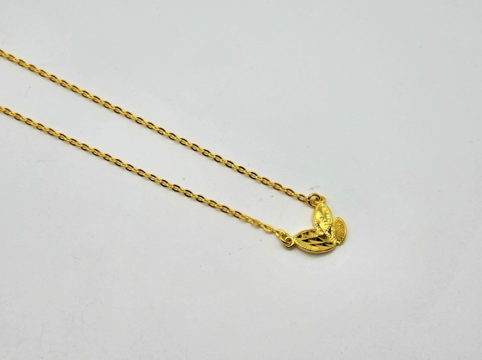 24K 순금 7.5g(2) 잎사귀 컷팅 목걸이(18K 연결고리 장식) 이미지 8