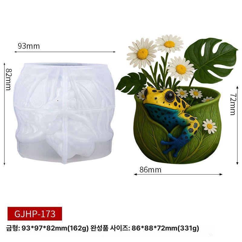 우물에서 나오는 개구리 모양 양초 석고 몰드 에폭시 수지 보관 컵 장식 실리콘 우물에서 나오는 개구리 실리콘 몰드 GJHP-173 이미지 6