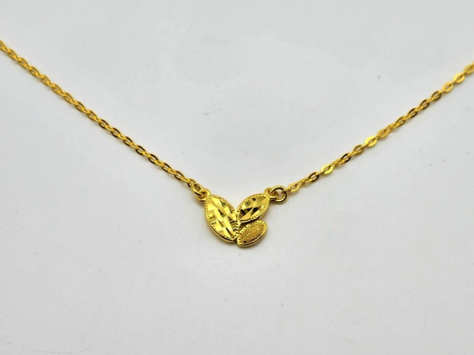 24K 순금 7.5g(2) 잎사귀 컷팅 목걸이(18K 연결고리 장식) - 상세 이미지 2
