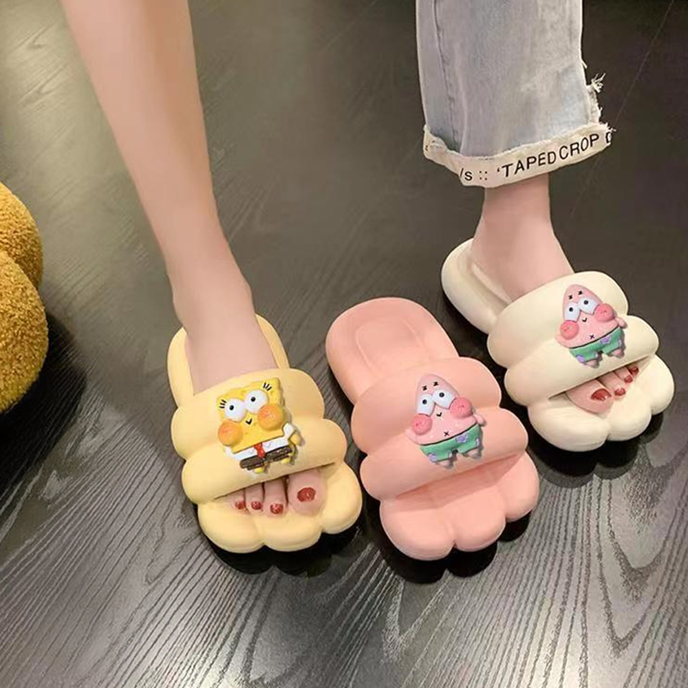 뚱카롱 쿠션 푹신한 여자 슬리퍼 통굽 샌들 여름 욕실 실내화 데일리 슈즈 - 상품 이미지
