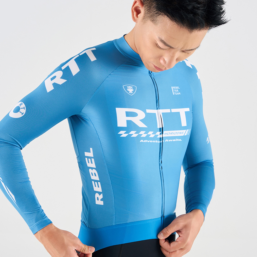 RTT 알티티 자전거 긴팔 져지 라이딩 사이클 저지 자전거복 LS30(남녀공용 블루) - 상세 이미지 4
