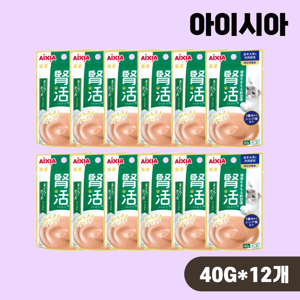 아이시아 종합영양식 신활 파우치 참치 가다랑어 페이스트 JK-2, 40g, 12개 - 상품 이미지