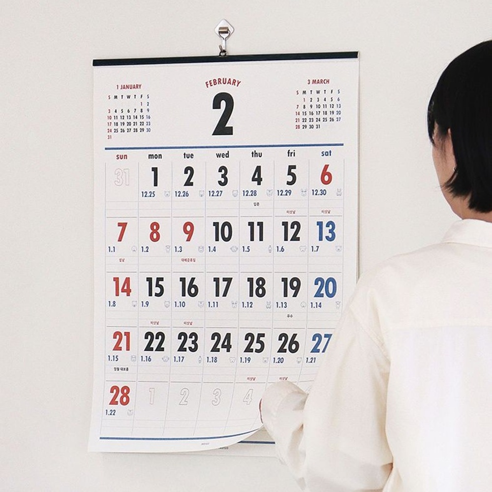 2027년 벽걸이 달력 대형 27년 벽달력 큰 글씨 레트로 음력 옛날 캘린더 A2 - 상세 이미지 2
