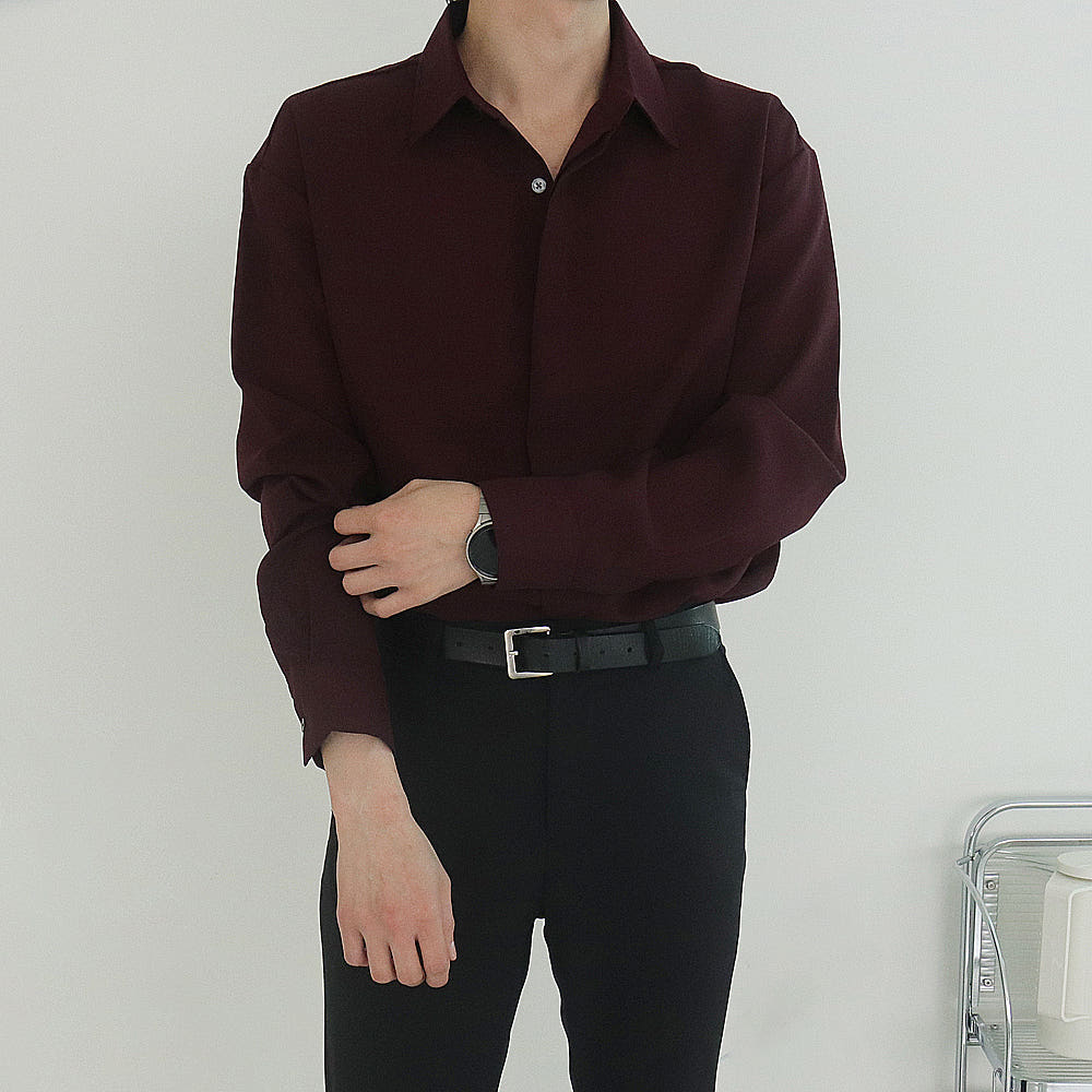 남자 셔츠 구김없는 링클프리 오버핏 실크 남성 린넨 셔츠 남방 상품 이미지
