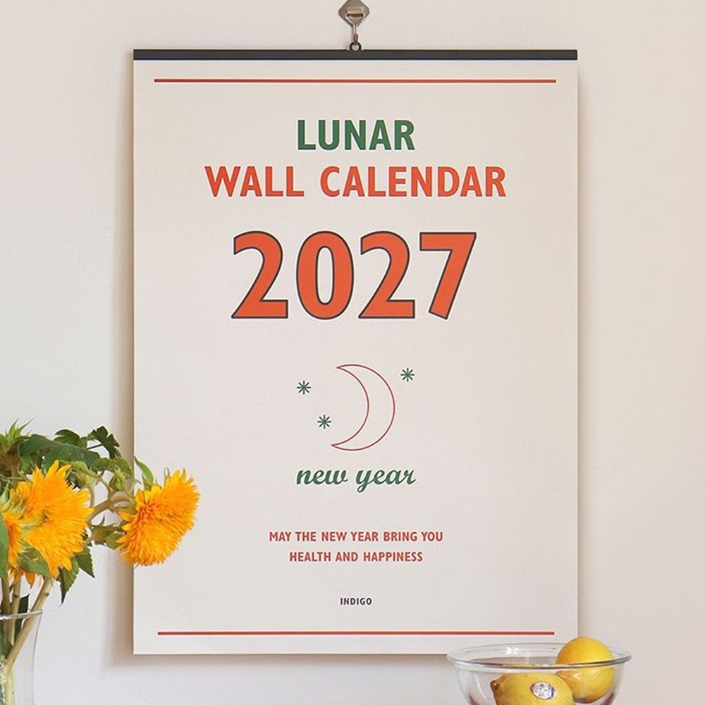 2027년 대형 벽걸이 달력 27년 벽달력 큰 글씨 음력 절기 레트로 캘린더 A2 - 상세 이미지 2