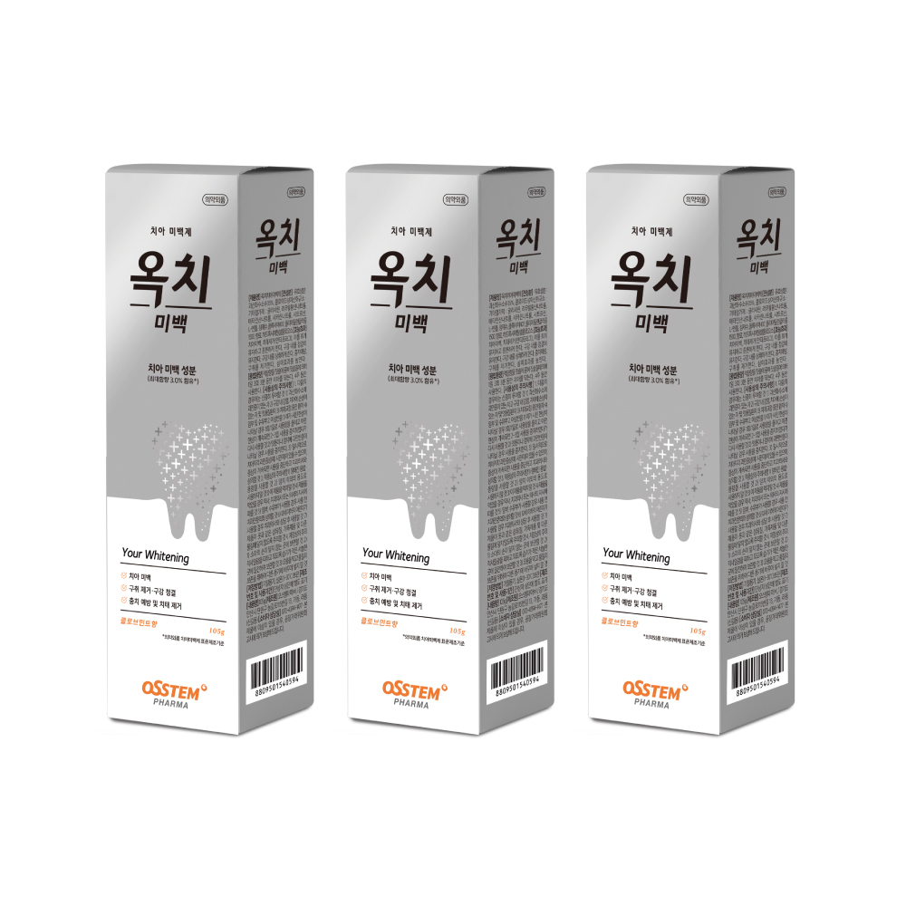 옥치 미백 치약 치아 화이트닝 누렁니 제거 임상 시험 완료 105g, 3개 - 상품 이미지