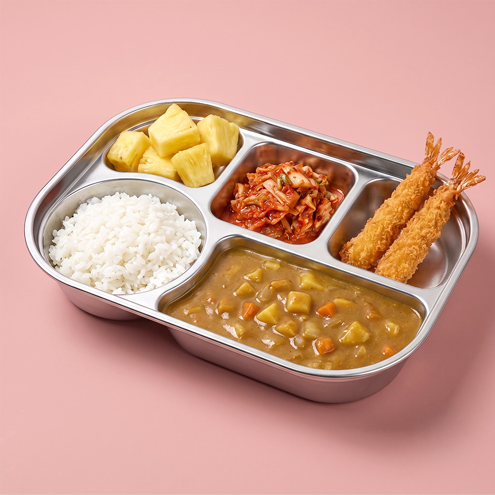 키친유 미피 스텐 304 5구 나눔식판 어린이 분리식판 유아 나눔접시 유아동 깊은 급식판 - 상세 이미지 3