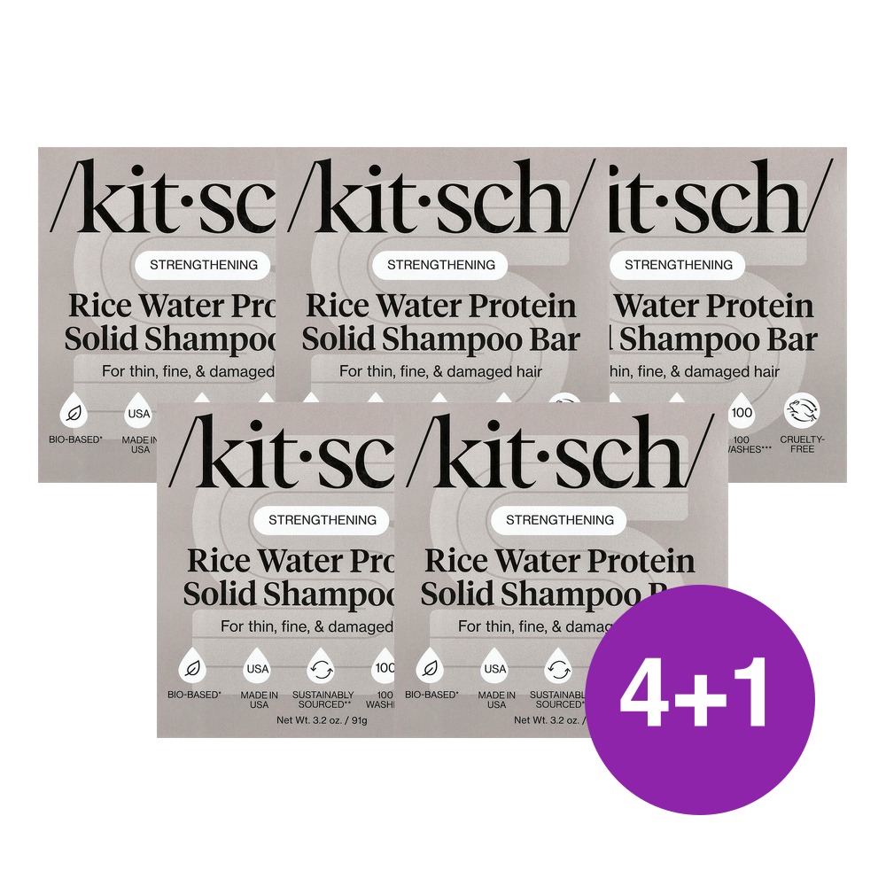 Kitsch 스트렝스닝 고체 샴푸 바 쌀뜨물 단백질 백차 감귤 91g, 5개 - 상품 이미지