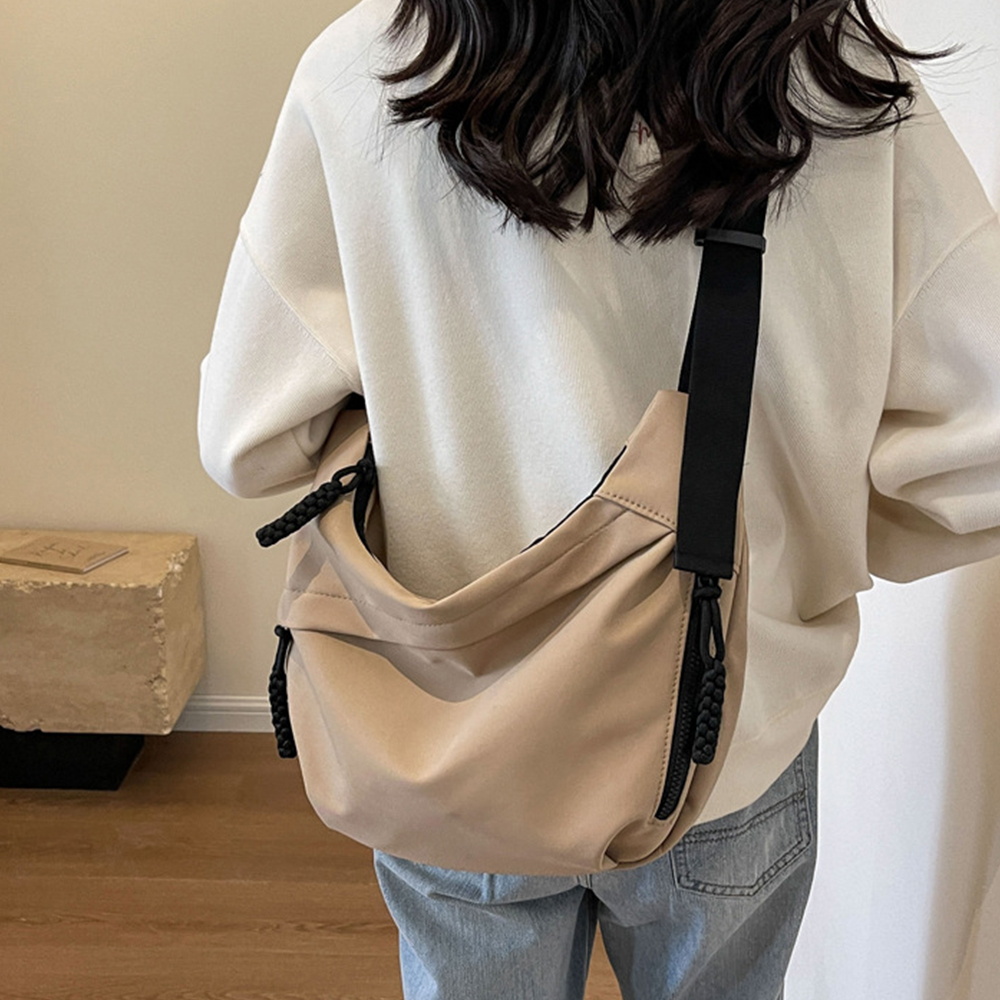 하프문 메신저백 크로스 슬링 데일리 여성 학생 캐주얼 보부 가방 숄더 캔버스 대용량 - 상품 이미지