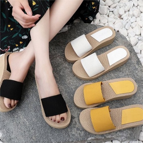 푹신한 여성 밴딩 슬리퍼 키높이 여성 통굽 슬리퍼 데일리 여름 - 상품 이미지