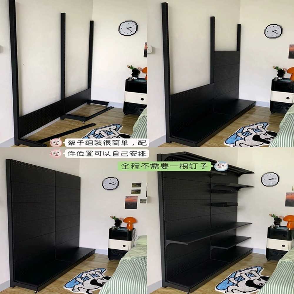 스탠드형타공판 옷 행거 수납장 후크 용품 선반 페그보드 이미지 6