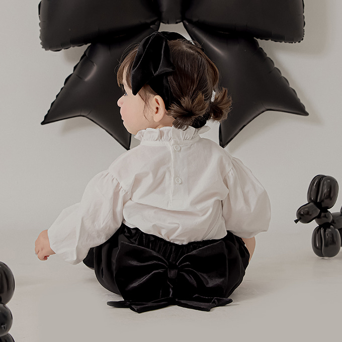 아기 미뉴엣 블루머 바지 가을 리본 블랙 팬츠 베이비 남아 여아 우아한 고급진 팬츠 - 상품 이미지