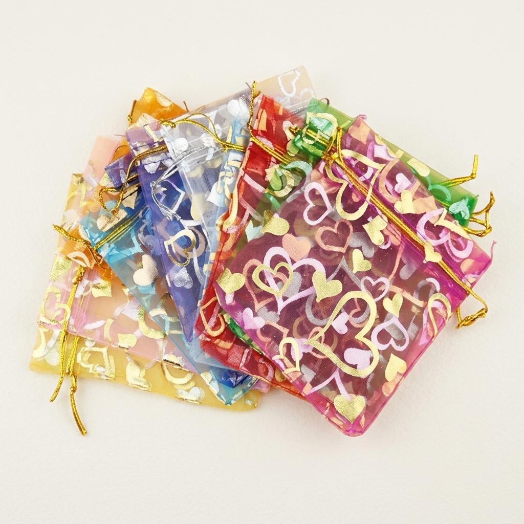 망사주머니 포푸리 13x18cm 선물 포장 하트 복 주머니 - 상품 이미지