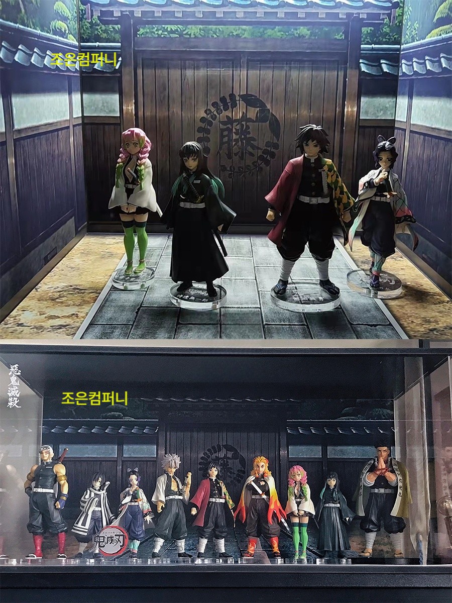 귀멸의 칼날 스티커 배경 이미지 주합 회의 스티커 피규어 박스 장면 케이스 장식 4면 사면 01 길이 60 높이 30 깊이 30 사면 배경 전용 양면테이프고정 - 상세 이미지 4