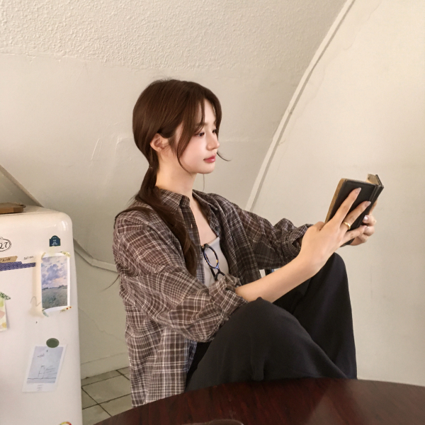 (국내제작) 루즈핏 긴팔 체크 셔츠 남방 bs8889 - 상품 이미지