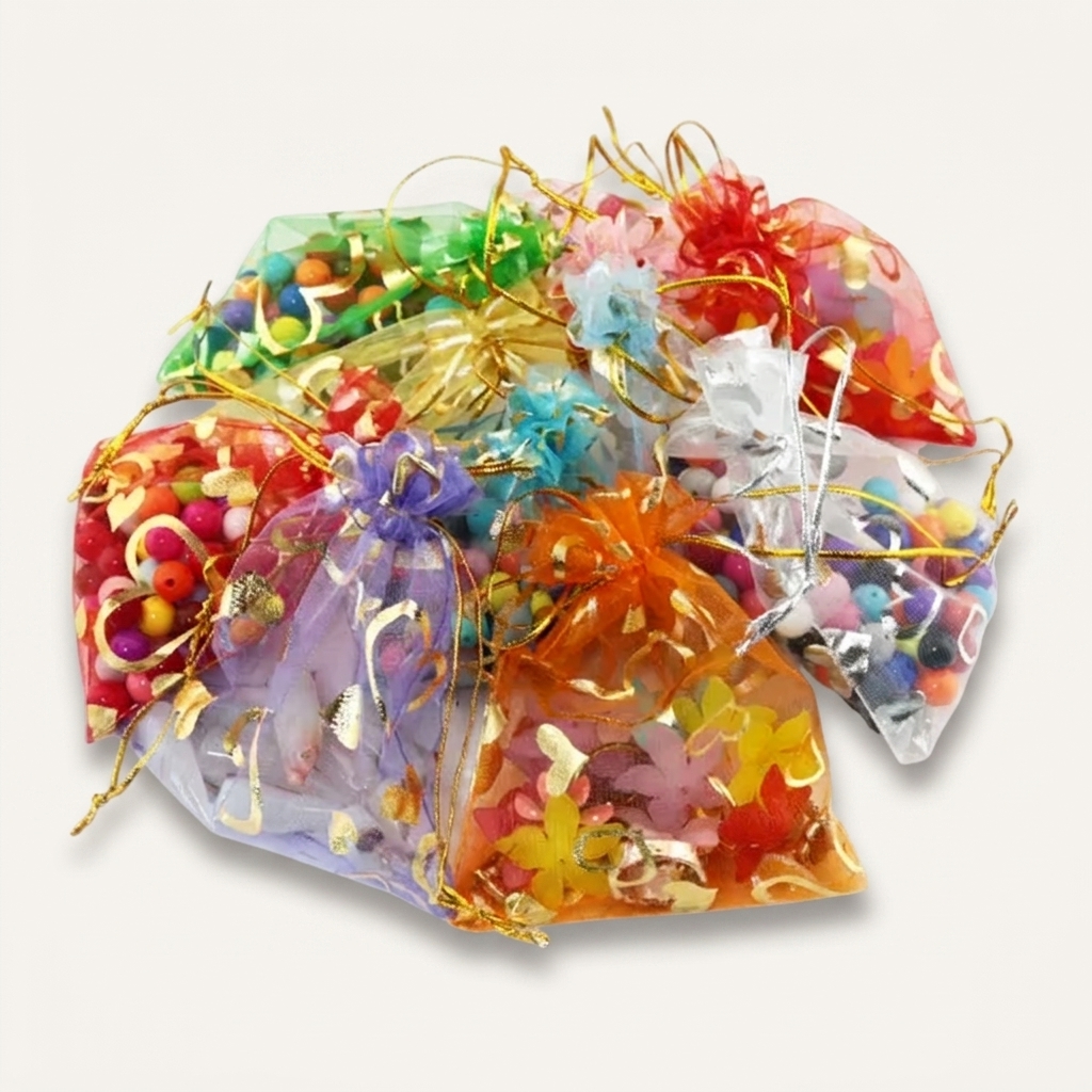 망사주머니 포푸리 20x30cm 선물 포장 하트 복 주머니 - 상품 이미지