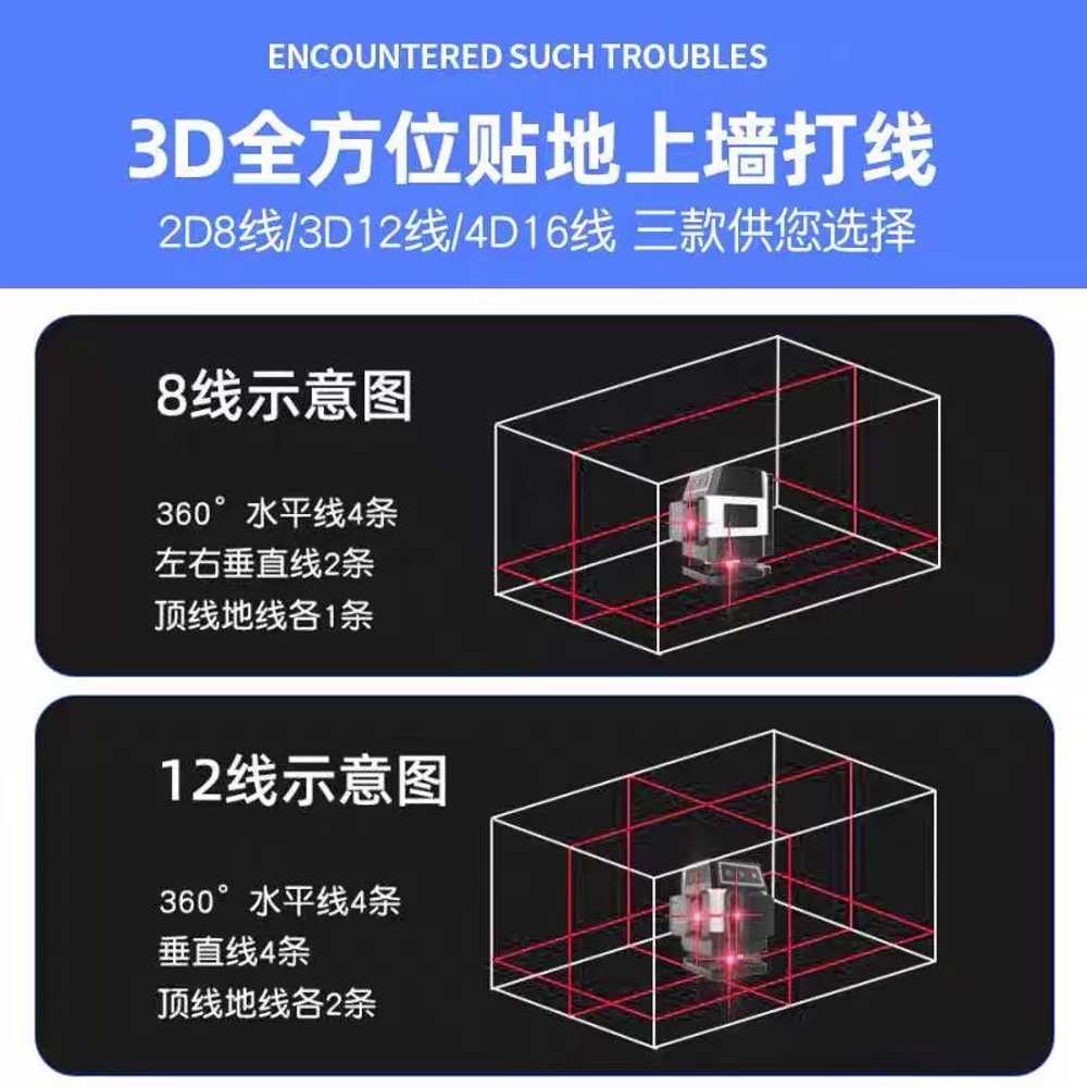 미니 레이저 레벨기 소형 레드 수평기 수평계 8선 이미지 6