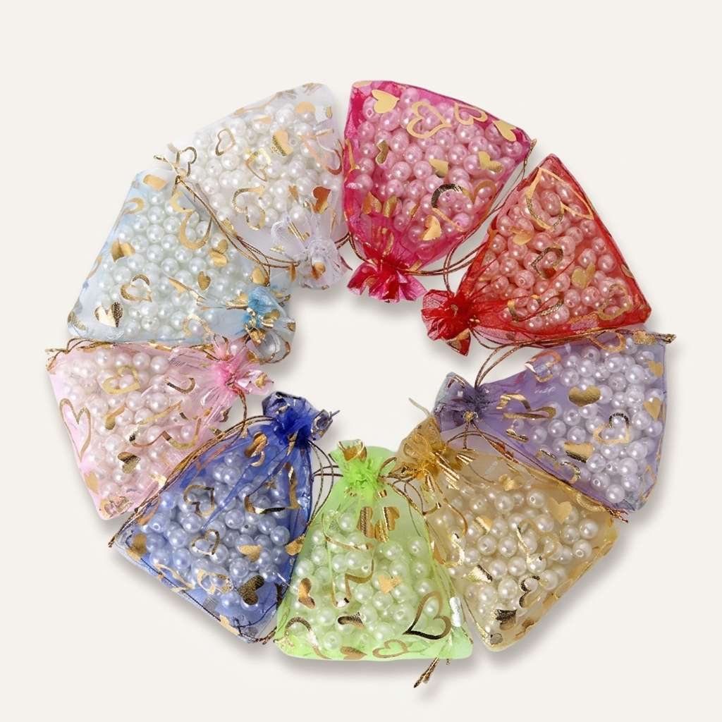망사주머니 포푸리 7x9cm 선물 포장 하트 복 주머니 - 상품 이미지