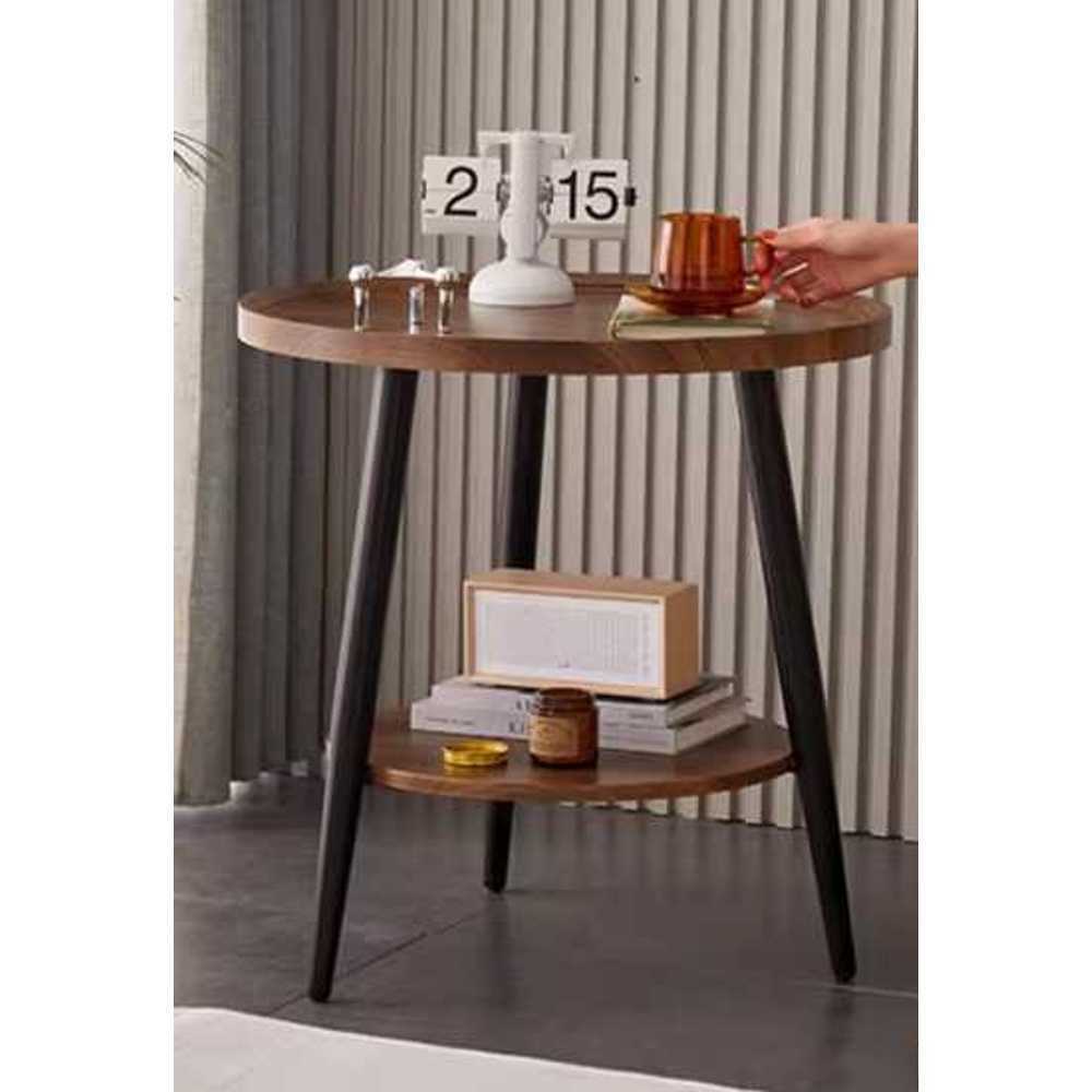 원형 2단 테이블 사이드 소파 침대옆 커피 협탁 선반 40x40x60 - 상품 이미지