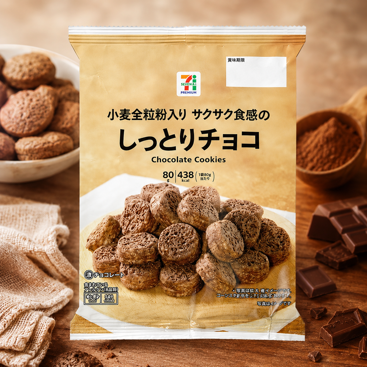 일본 세븐일레븐 싯토리 초코 바삭한 식감의 촉촉한 초코 과자 80g - 상품 이미지