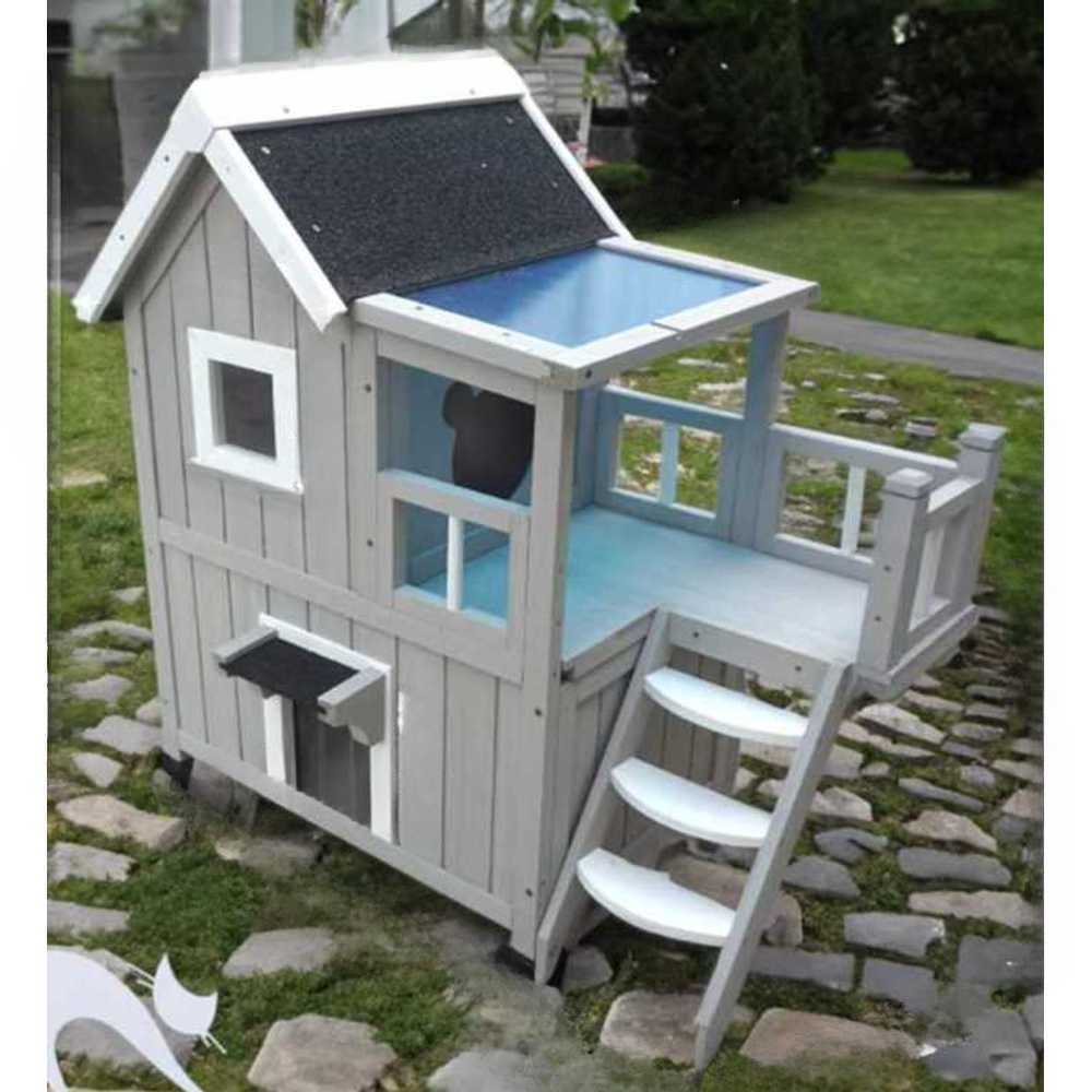 야외 원목 펫하우스 주택 옥상 마당 견사 동물 사육장 850x880mm - 상품 이미지