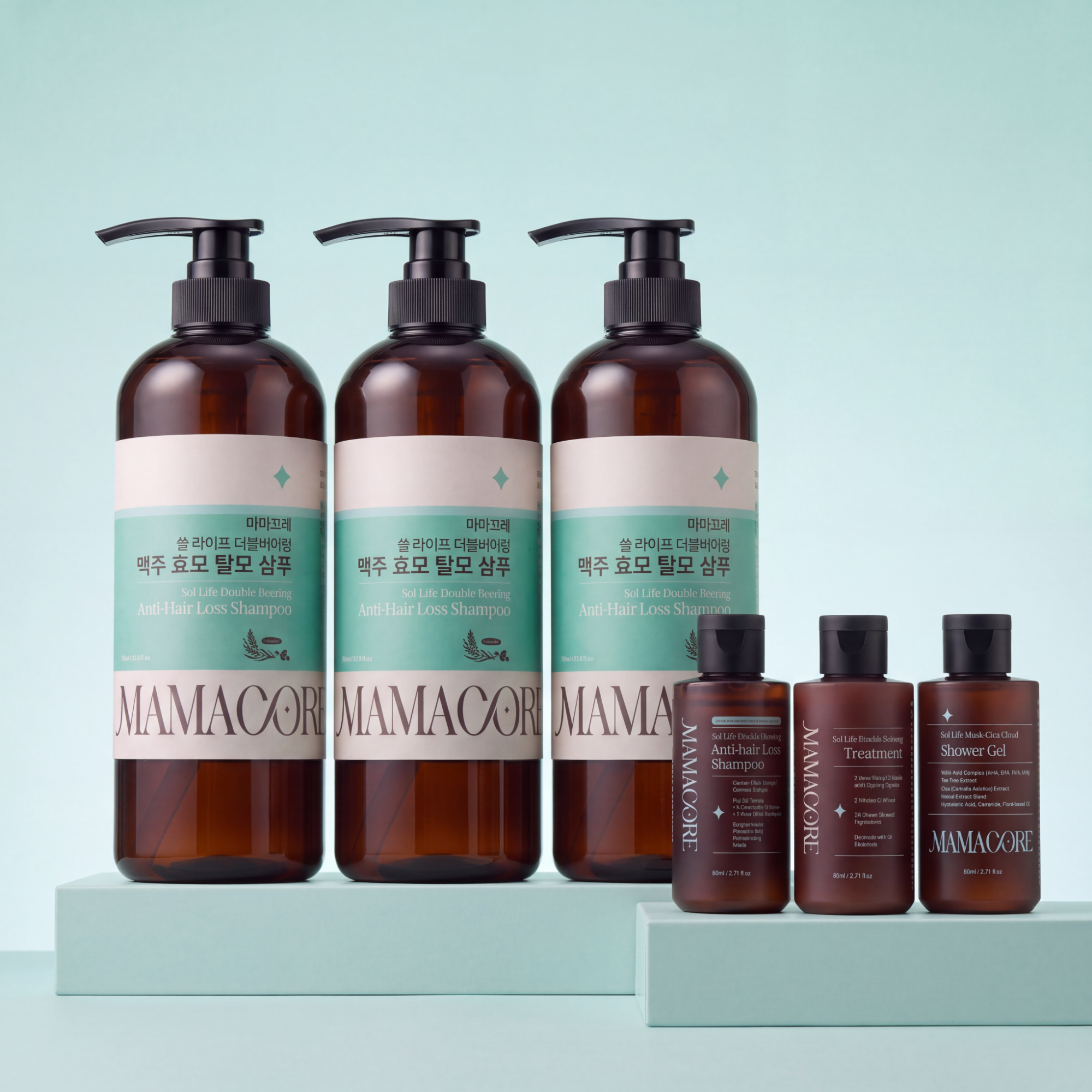 마마꼬레 쏠 라이프 맥주효모 카페인 모발 볼륨 약산성 대용량 탈모 샴푸 750ml, 3개 - 상품 이미지