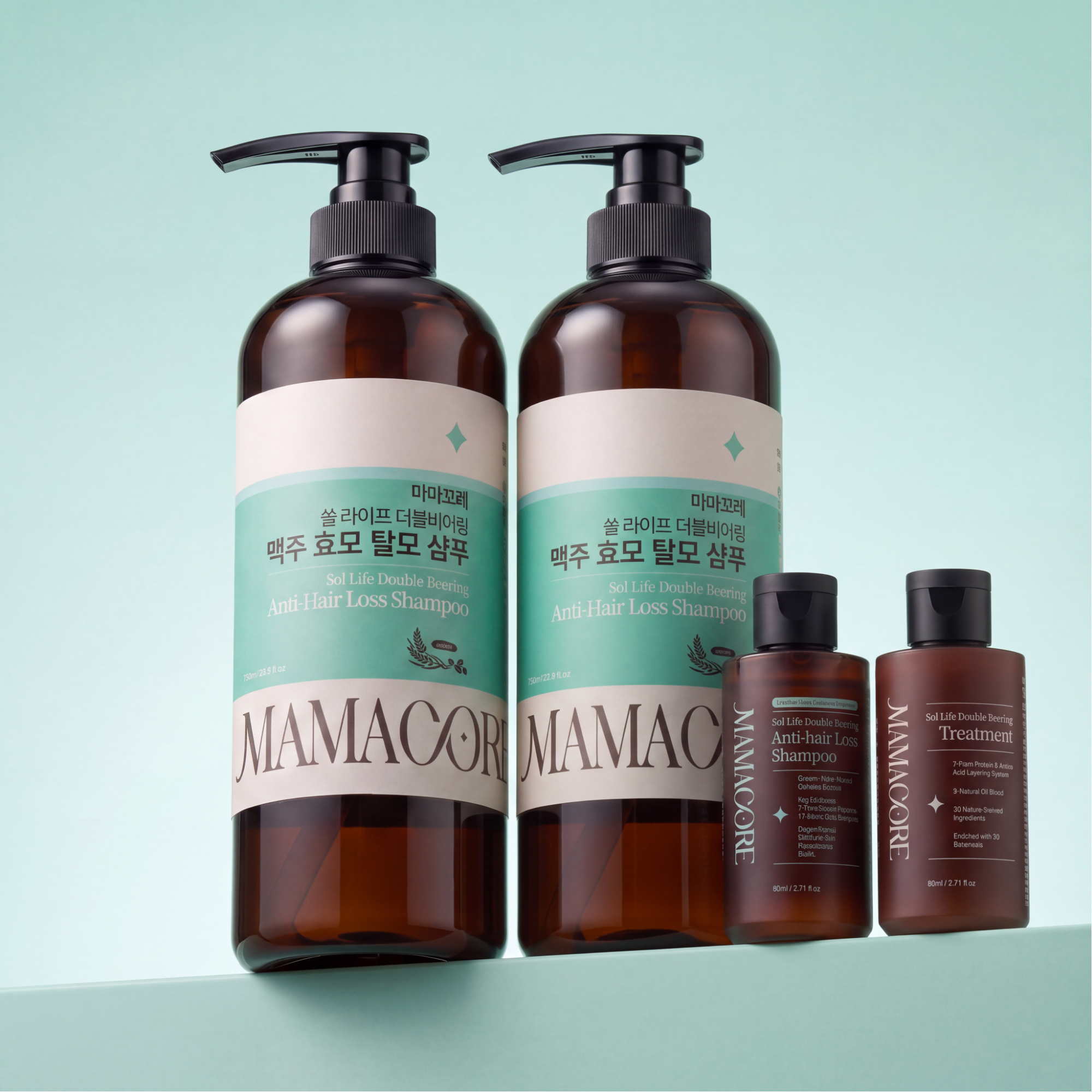 마마꼬레 쏠 라이프 맥주효모 카페인 모발 볼륨 약산성 대용량 탈모 샴푸 750ml, 2개 - 상품 이미지