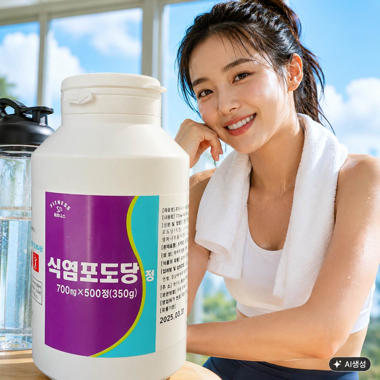 휘트니스 식염포도당 500정 폭염 현장 탈수예방 효과 소금알약 식염포도당정 식염정 병포장 - 상품 이미지