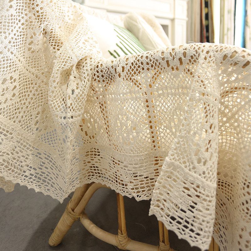 손뜨개 소파커버 핸드메이드 식탁보 레이스 덮개 패드 단일옵션 130x180cm - 상세 이미지 4