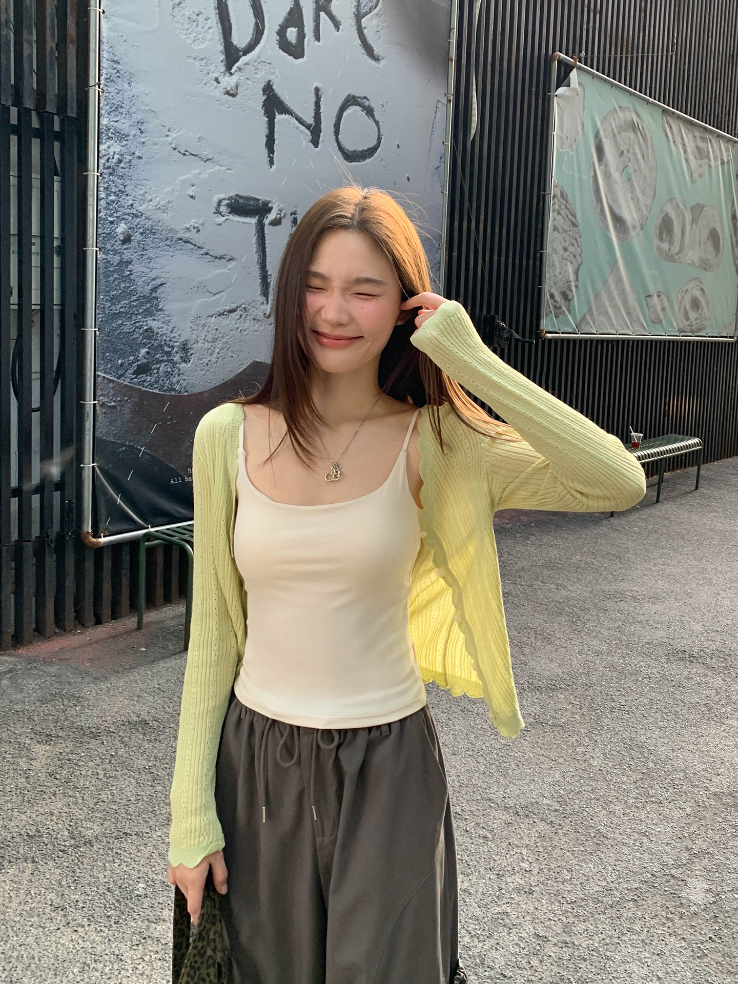 Kano 볼레로가디건 린넨 슬림 펀칭 크로쉐 여성 가디건 - 상세 이미지 2
