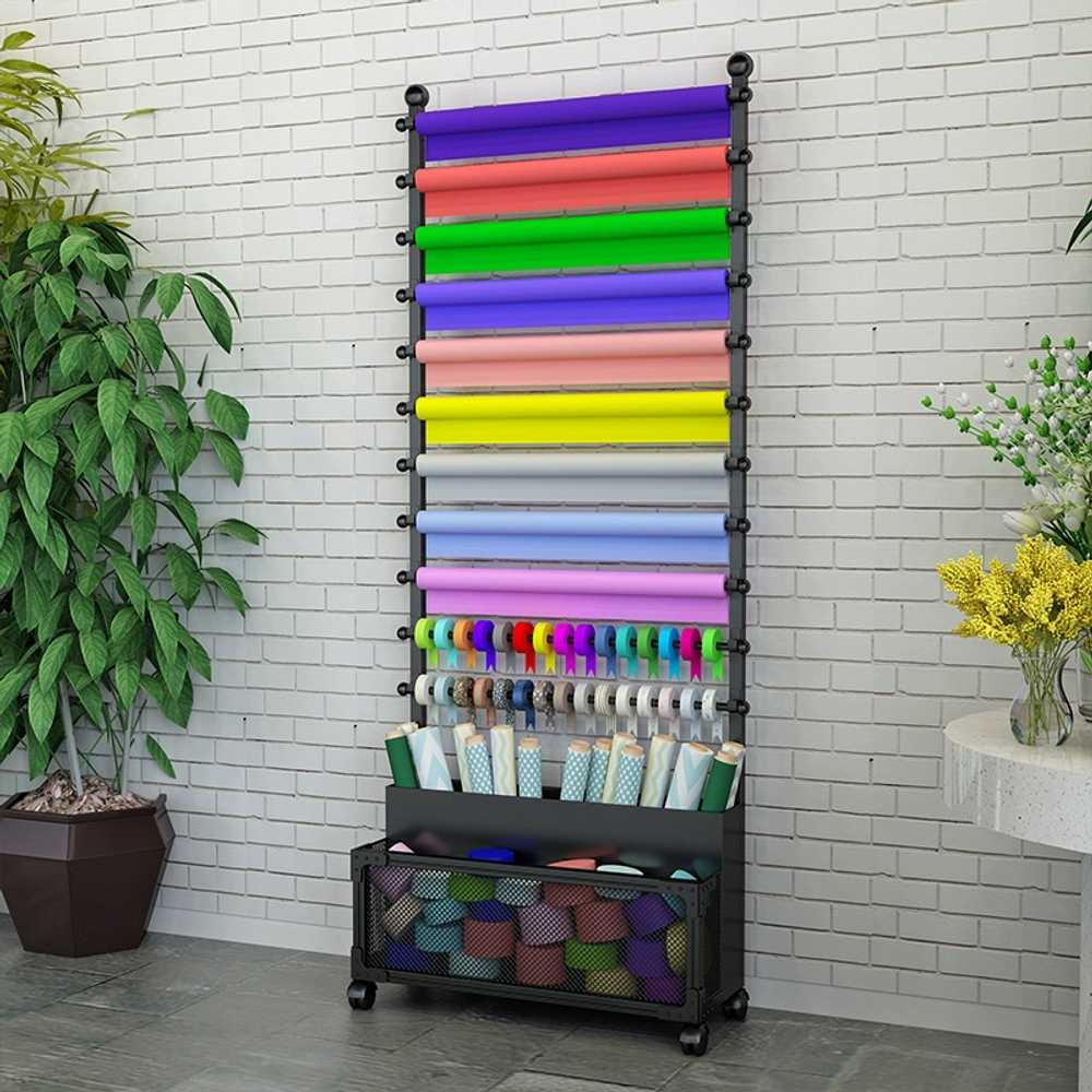 리본 거치대 진열대 플라워샵 꽃집 포장지 정리대 70x26x170CM - 상세 이미지 3