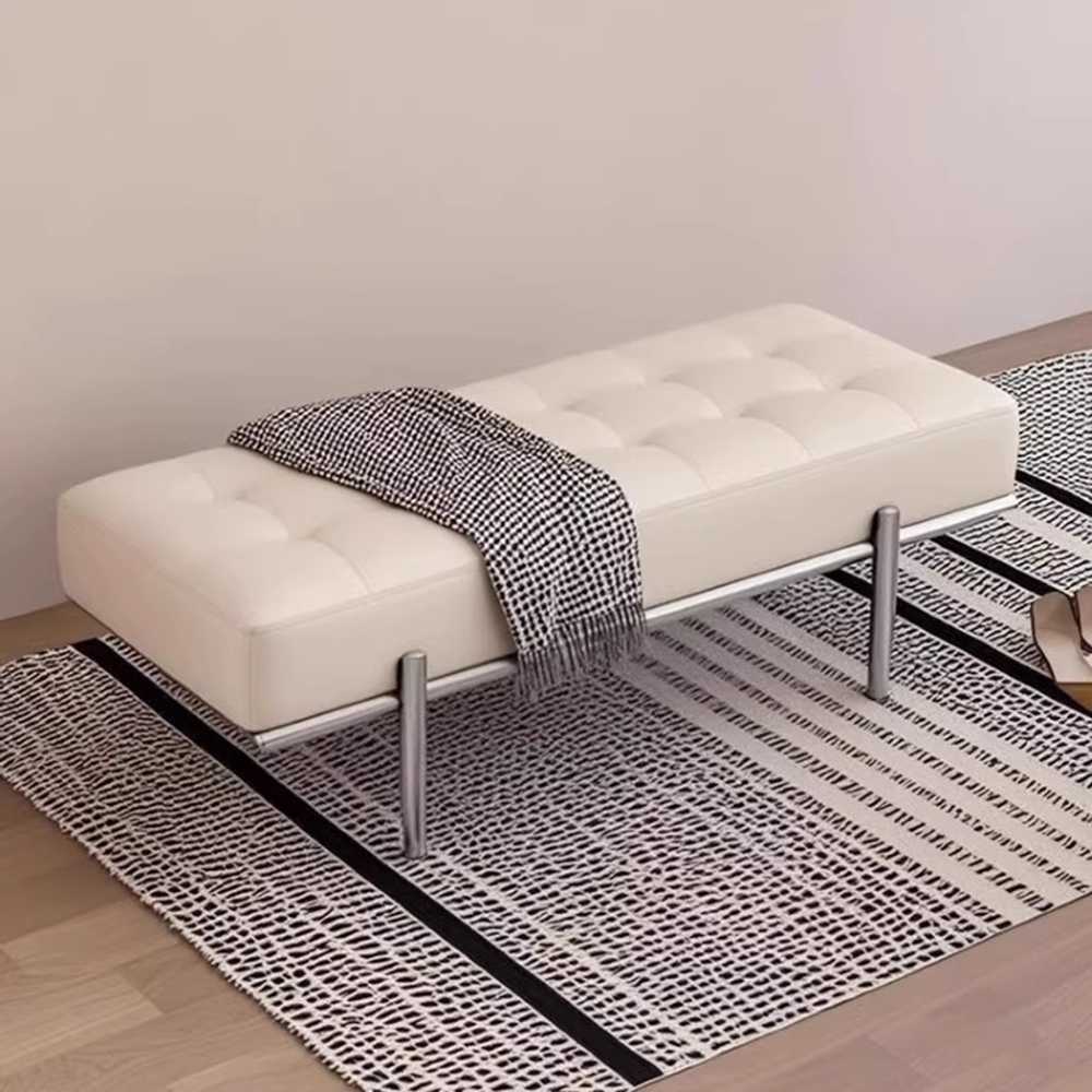 가죽 벤치의자 스툴 스텐 침실 의류매장 고급 체어 80cm 이미지 6