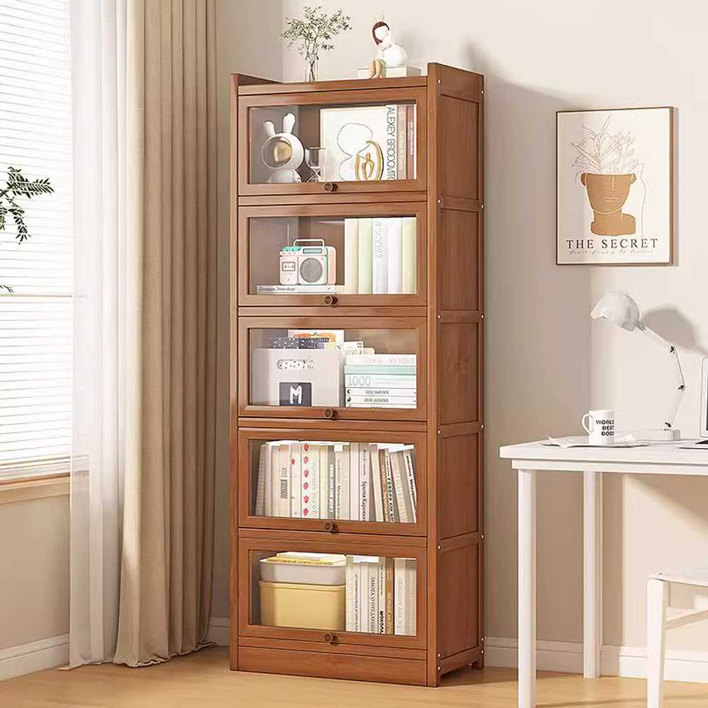 투명문 도어 책장 소품 수납 진열장 슬림 전시 선반 130x40x33cm - 상세 이미지 4
