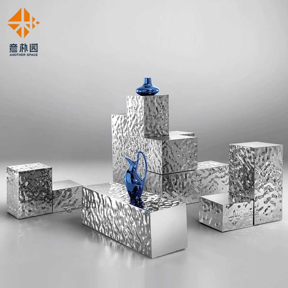 물결 스텐 전시대 의류매장 디피 기둥 매장 진열대 30x30x20 - 상세 이미지 2