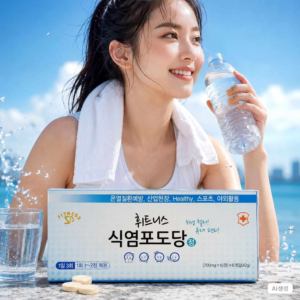 개별포장 60알 휘트니스 식염포도당 폭염 현장 탈수예방 효과 소금알약 식염포도당정 식염정 - 상품 이미지
