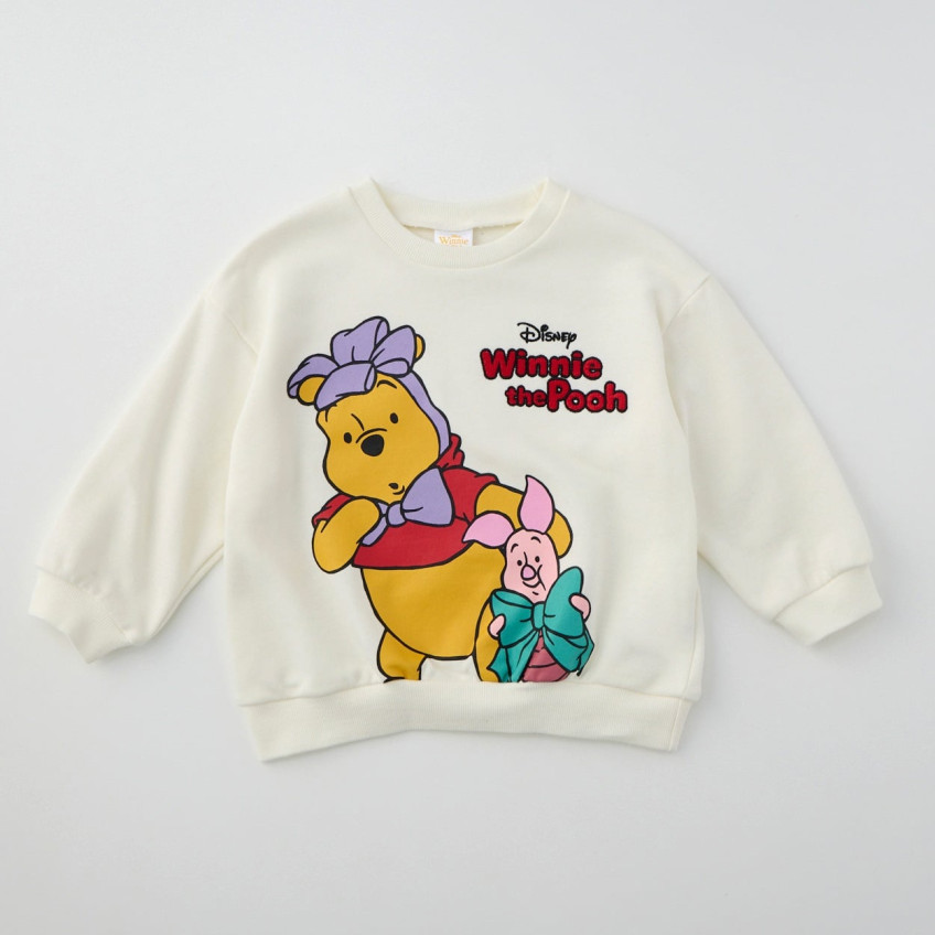 [발주상품] 디즈니 곰돌이 푸 & 피글렛 리본 포인트 쭈리 맨투맨 80~100cm - 의류 - 하카타몰