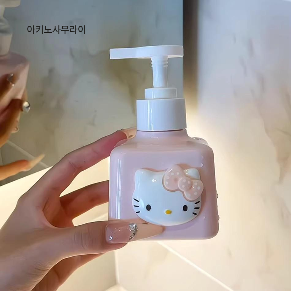 산리오 샴푸통 디스펜서 세제통 펌프통 리필통 헬로 키티 마이멜로디 키티캣+멜로디 분리용기 세트 - 상세 이미지 5