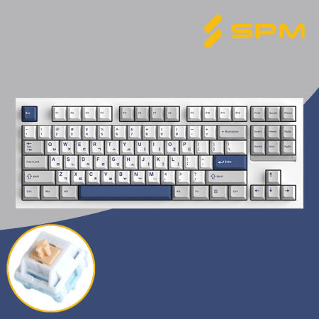 SPM키보드 몽돌키보드 PL87W 화이트, 저소음 목새축 리니어
