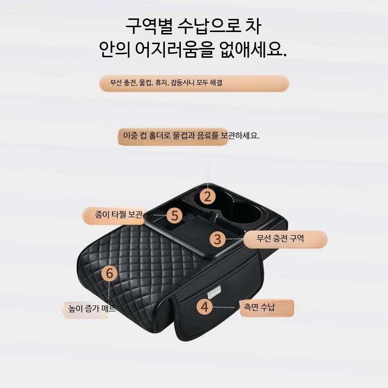 [리뉴얼] 자동차 팔걸이 컵홀더 콘솔 박스 쿠션 암레스트 티슈 박스 - 상세 이미지 3