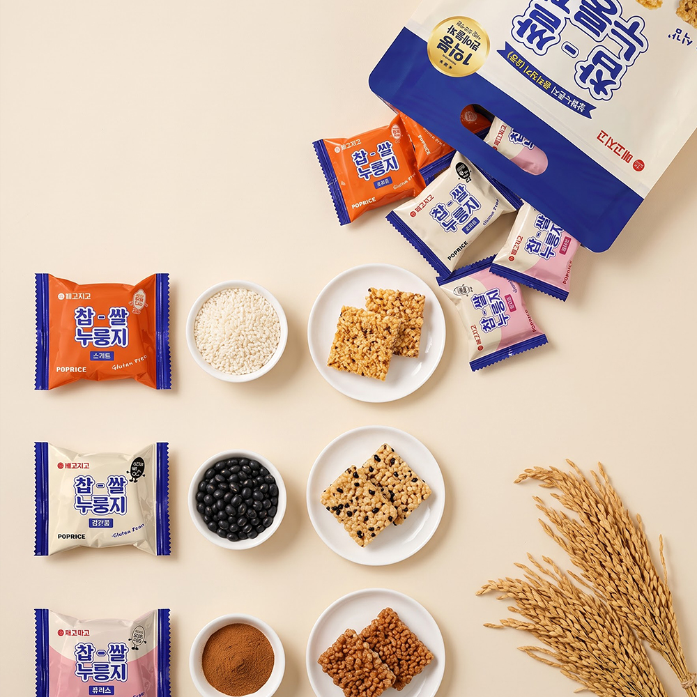 찹쌀 누룽지 쌀과자 POP RICE 스낵 골라담기3종, 18개입, 1개 - 상세 이미지 3