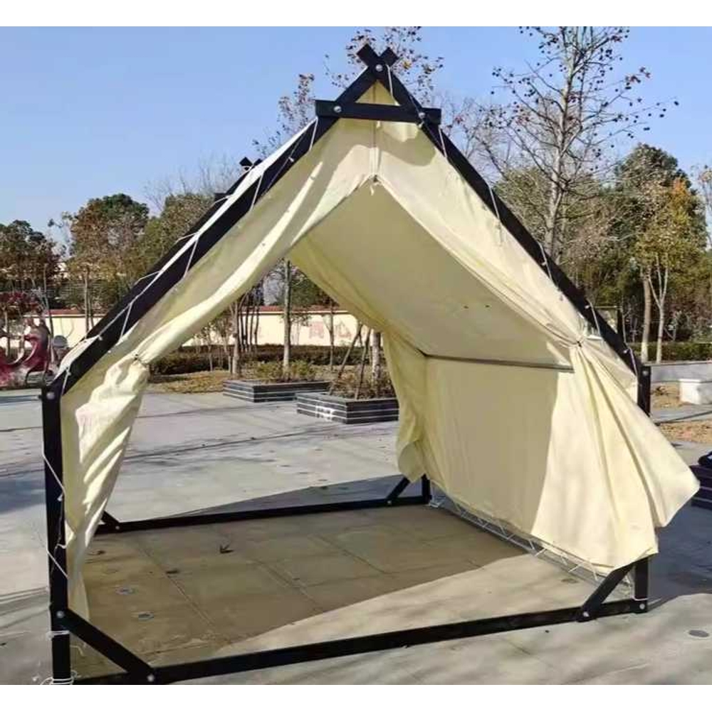 야외 캠핑 텐트 삼각형 목재 방수 경관 펜션 바비큐 천막 2x2m - 상품 이미지
