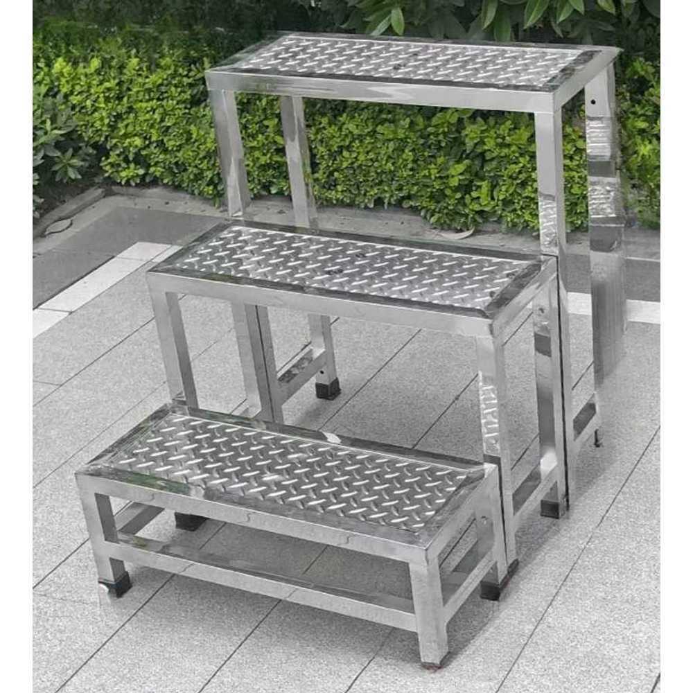 스텐 계단 간이 작업발판 매장용 안전 계단식 48x70x70cm - 상품 이미지