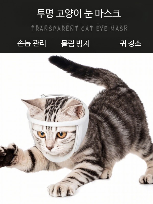 1+1 고양이 투명 샤워 입마개 물림방지 고양이용품 손톱깎이 헤드커버 헬멧 마스크 통풍 목욕 A. 화이트 - 상세 이미지 3