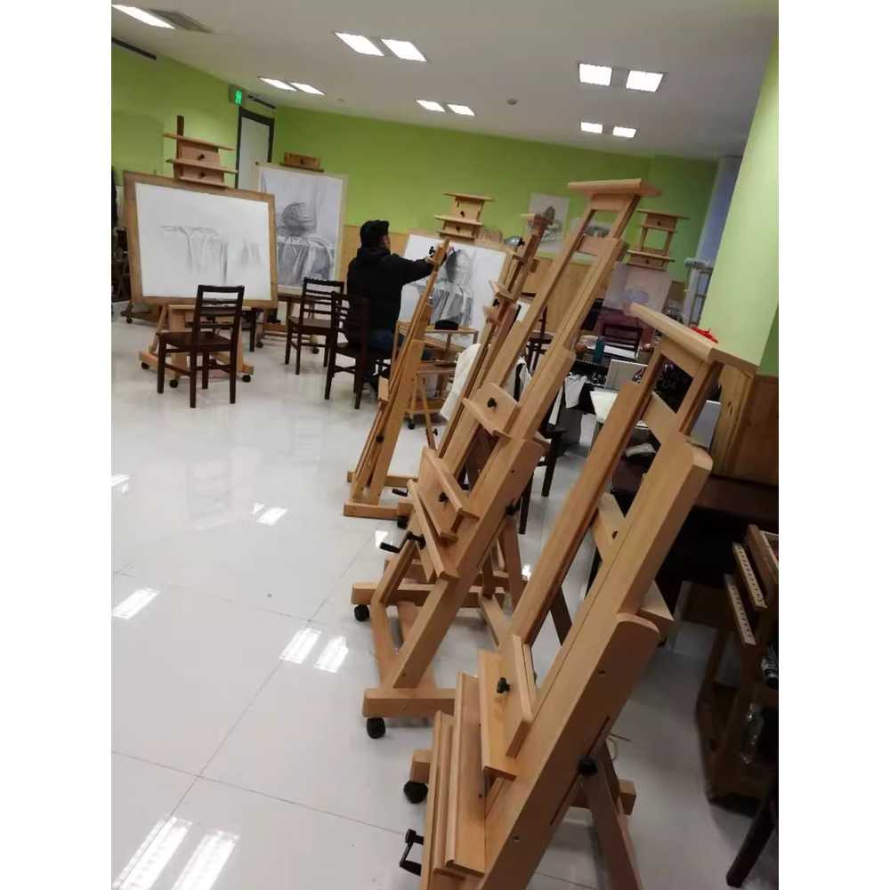 대형 이젤 수평 미술학원 원목 유화 스탠드 리프팅 도구 싱글로커 - 상세 이미지 4