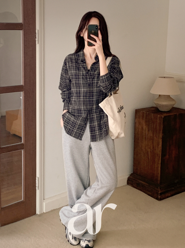 (국내제작) 루즈핏 긴팔 체크 셔츠 남방 bs8889 - 상세 이미지 4