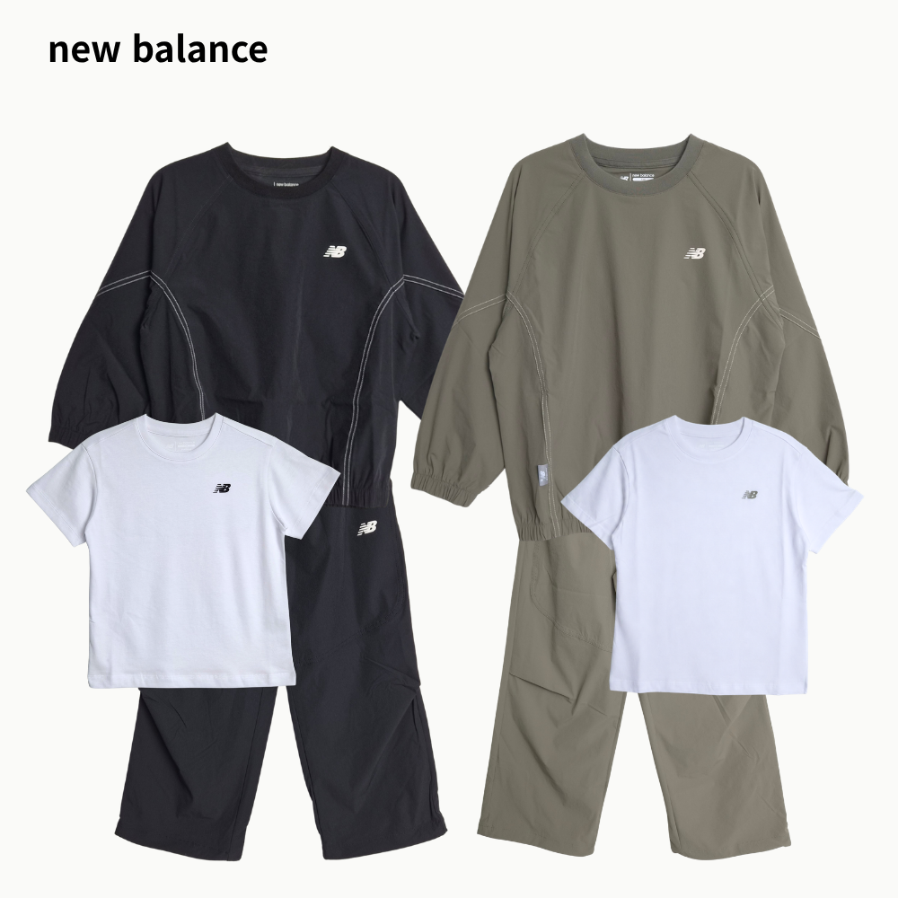 뉴발란스 키즈 셋업 3PCS 우븐 상하의 세트 유아 어린이 등원룩 유치원 초등학생 - 상품 이미지